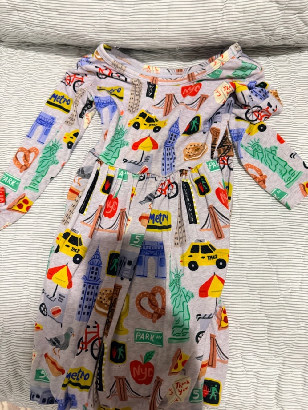 Little Sleepies Gray Kids Dress with Yellow, Green, Red, Blue, Orange Accents